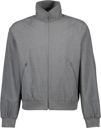Prada Light Jackets, male, Gray, Size: L Wool Jacket