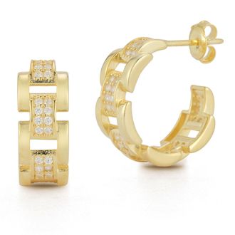 Glaze Jewelry Sterling Silver Pave Link Hoops