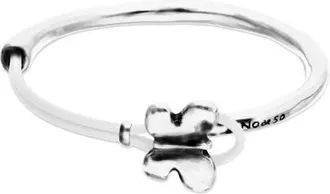 UNOde50 Silver-Tone Butterfly Leather Bracelet in White at Nordstrom, Size Medium