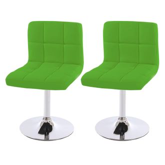 Hhg Hhg - Nunca Usado] Lote De 2 Sillas De Comedor Silla Giratoria Silla Kavala Imitaci&oacute;n Cuero Cromo, Verde