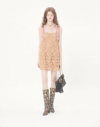 Valentino Abito Corto In Guipure Fleur A Jours Flower Mix Donna BEIGE 36