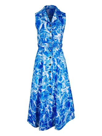 Akris belted collared midi dress - Blue