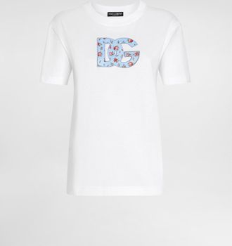 Dolce & Gabbana Jersey T-shirt With Dg Print Patch - Woman T-shirts And Sweatshirts White 40
