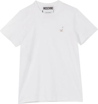 Moschino Geborduurde Eenden T-shirt met Korte Mouwen - Dames - T-shirts - Wit - L - Katoen - Tops