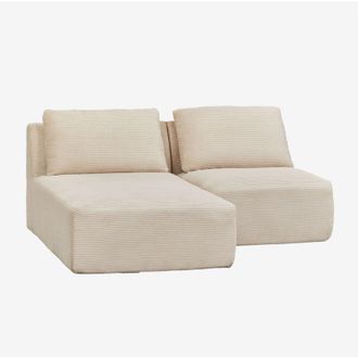 Sklum Divano modulare Chaise Longue sinistro a 2 pezzi in velluto a coste sottovuoto Temple SKLUM