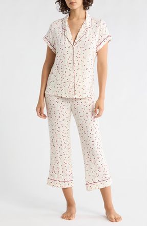 Nordstrom Rack Tranquility Cropped Pajamas in Ivory- Red Scattered Hearts at Nordstrom Rack, Size X-Small