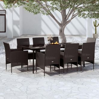 vidaXL Juego De Comedor De Jard&iacute;n 9 Piezas Con Cojines Negro Vidaxl