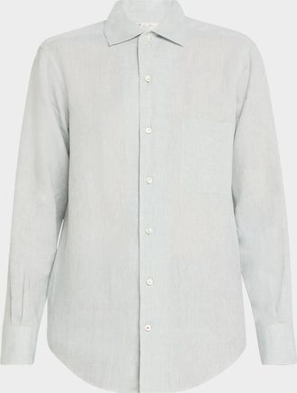 Loro Piana Andre Button Down Linen Solaire Shirt