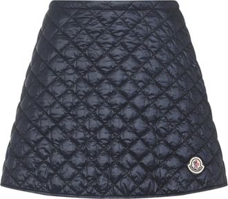 Moncler Womens Diamond Quilted Miniskirt - Dark Blue Nylon - Size EU 34 (Womens)
