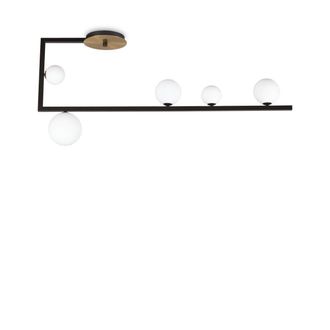 Netlighting Birds Globe Semi Flush Light Black in Yellow