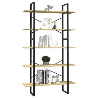 Berkfield Home Modern 5-Tier Book Cabinet 100x30x175 cm Pinewood in Light Tan | Size: 100 x 30 x 175 cm