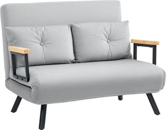 HOMCOM Homcom - Click Clack Bed Settee for Living Room, Guest Room Light Grey-Two Seater