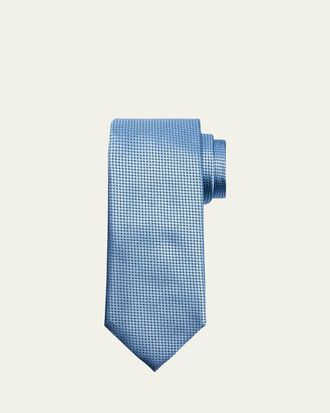 Ermenegildo Zegna Mens Micro-Geometric Jacquard Silk Tie