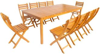 Sweeek 10-seater acacia garden table with rounded corners Natural 200x100x75 cm - Calena + Senora