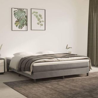vidaXL Vidaxl - Cama Box Spring Con Colch&oacute;n Terciopelo Gris Claro 180x200 Cm