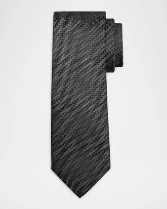 Canali Men & apos;s Abstract Micro-Jacquard Silk Tie