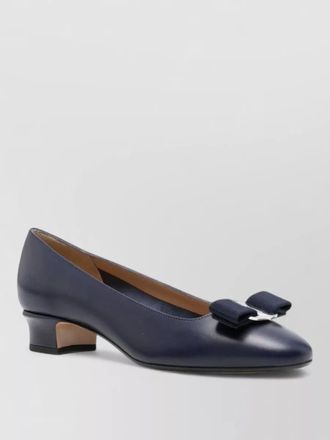 Ferragamo leather pumps round toe bow detail
