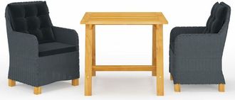 vidaXL Juego De Comedor Para Jard&iacute;n 3 Piezas Gris Oscuro Vidaxl
