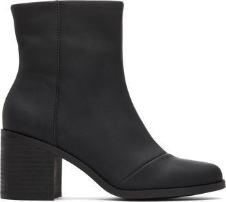 Toms Evelyn Black Leather Heeled Boot
