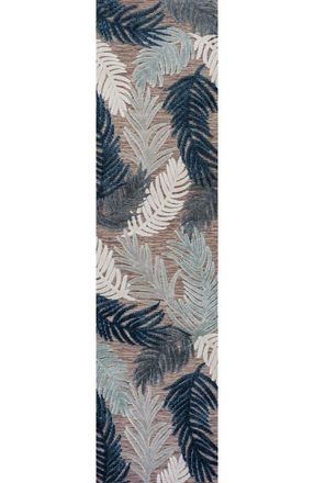 Jonathan Y Designs Montego High-Low Tropical Palm Indoor/Outdoor Area Rug in Brown/navy/ivory at Nordstrom, Size 3Ft 0In X 5Ft 0In