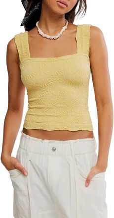 Free People Love Letter Floral Knit Camisole in Sicillian Yellow at Nordstrom, Size X-Small