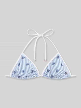 Tommy Hilfiger Bikini-Oberteil mit Logo-Stitching in Blau, Gr&ouml;&szlig;e XL