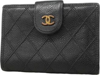 Chanel Black Grained Calfskin Wallet (Bi-Fold) (Pre-Owned)