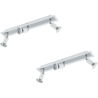 Loops 2 PACK Wall Ceiling 3 Spot Light Colour White Chrome Shade & Back Plate GU10 5W