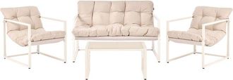 Beliani Garden Lounge Set with Table 4 Seater GARDA Metal Beige