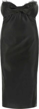 Saint Laurent Strapless Satijnen Jurk - Dames - Casual kleedjes - Zwart - XS - Satijn - Kleedjes