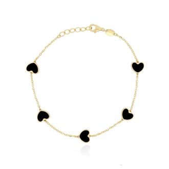 The Lovery Onyx Heart Station Bracelet