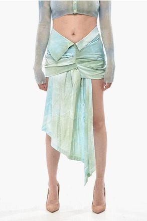 Off-white SEASONAL Satin Mini Skirt BOW TIE with Side Drape size 40