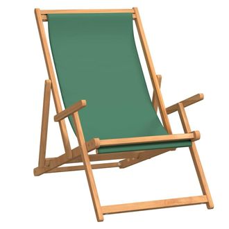 vidaXL Vidaxl - Sdraio Pieghevole Da Spiaggia In Legno Massello Di Teak Verde