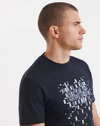 HUGO BOSS Graphic Logo T-Shirt - Navy