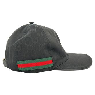 Gucci Gucci GG Monogram Web baseballpet in zwart canvas