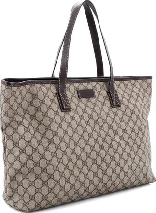 Gucci Plus GG Coated Canvas with Leather Large tote bag - Marrone