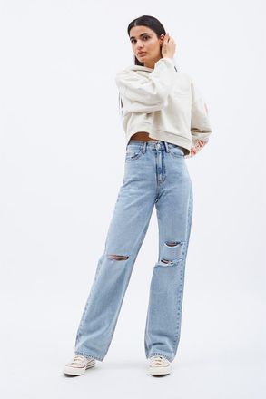 Dr. Denim Echo High Straight Rigid Jeans in Bleach Sky Ripped at Nordstrom, Size 28
