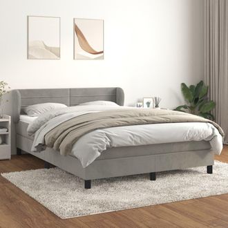 vidaXL Cama Box Spring Con Colch&oacute;n Terciopelo Gris Claro 140x190 Cm Vidaxl