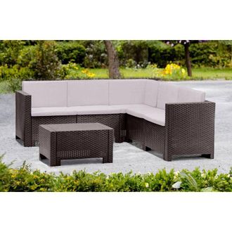 Dmora Sal&oacute;n De Exterior Encelado, Sal&oacute;n Al Aire Libre, Conjunto De Balc&oacute;n O Jard&iacute;n, Composici&oacute;n De Sal&oacute;n Exterior, Made In Italy, Antracita - Dmora