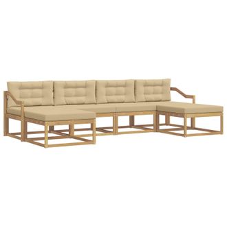 vidaXL Conjunto De Sof&aacute;s De Exterior Con Coj&iacute;n 6 Pcs Y Beige Vidaxl