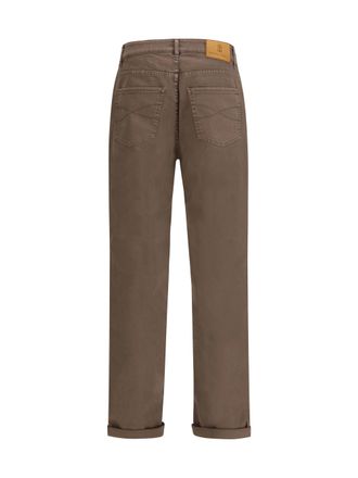 Brunello Cucinelli Mens Jeans With Turn-Up Hem Nocciola Cotton; Elastane