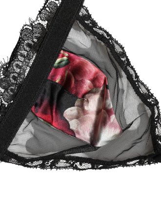Dolce & Gabbana Womens Black Floral Soft Cup Triangle Bra Underwear Elastane Nylon Silk Clothing