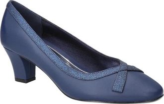 Easy Street Womens Easy Street Kata Pumps Blue Slip On Round Toe Block Heel ZAP1723