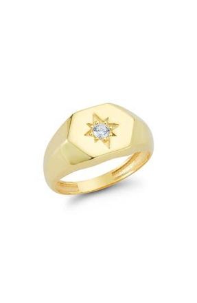 Glaze Jewelry Cubic Zirconia Star Signet Ring in Gold at Nordstrom Rack, Size 8
