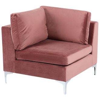 Beliani Beliani - M&oacute;dulo Esquinero De Terciopelo Rosa Rinconera Patas Metal Glamour Evja