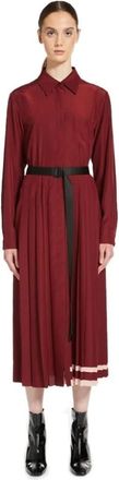 Max Mara Overhemdjurk van Cr&ecirc;pe de Chine - Dames - Jurken - Rood - Maat: L Leer