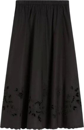Max Mara Falda Midi de Popel&iacute;n - Skirts - Mujer - Azul - S