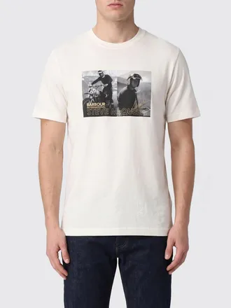 Barbour T-shirt slim fit in cotone con girocollo e logo a contrasto