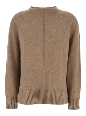 Max Mara Beige Solid Crew Neck Sweater