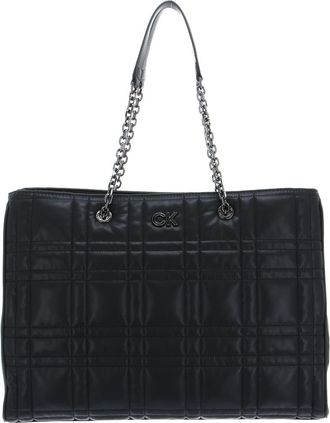Calvin Klein Re-Lock Quilt Tote W/Lpt Cmpt, Black, One Size